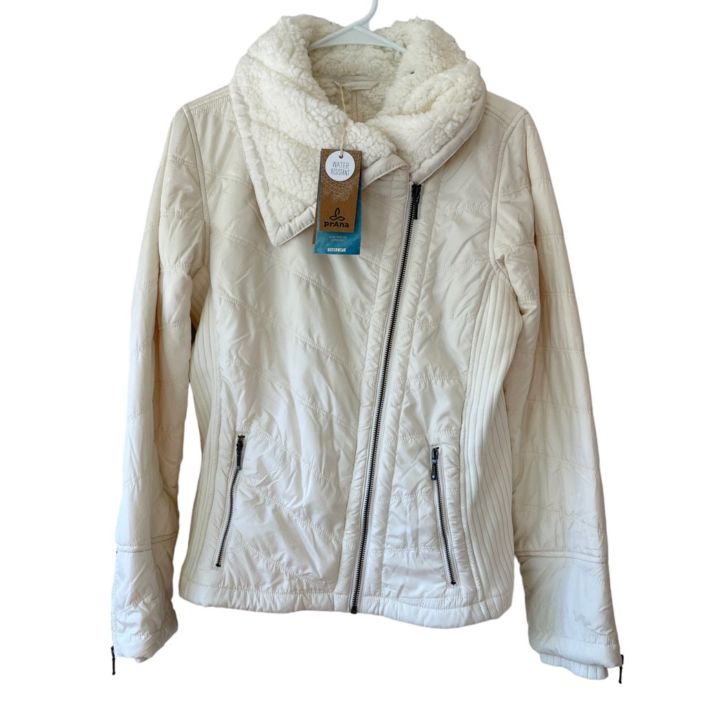 Prana Women's Medium Diva Winter Jacket Cream $159 Retail Water Resistant